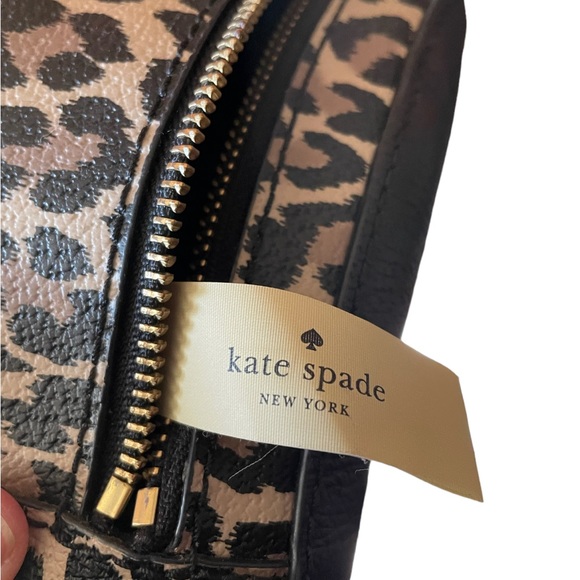 Kate Spade Black/Animal Print Leather Purse Mini Backpack - Picture 6 of 9